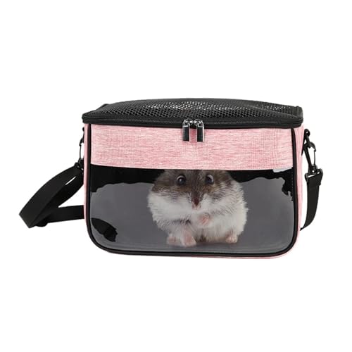 MING SHAN Transportbox for kleine Haustiere, Hamster, leicht, Papageienkäfig, tragbar, Kaninchen, Frettchen, Rucksack, Tasche, Nest for Kleintiere, Haustierzubehör(Pink,L)