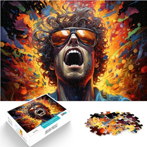 Spielzeug-Puzzle Mann mit Sonnenbrille 1000-teiliges Puzzle für Erwachsene Holzpuzzle Lernpuzzle Lernspielzeug （50x75cm）