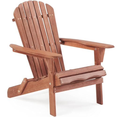 Klappbarer Holzstuhl, Teilweise Vormontiert Holz-Loungesessel, Outdoor Holz-Klappstuhl, FüR AußEnterrasse Garten Rasen Hinterhof Terrasse Pool Strand,Braun,1pcs