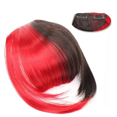 Pony-Haarspange, Pony-Haarspangen-Verlängerung, dicker Clip in Fransen, gerader, ordentlicher Pony for Frauen, synthetische hitzebeständige Faser, flache Pony-Haarteile,Falscher Pony für Frauen und M