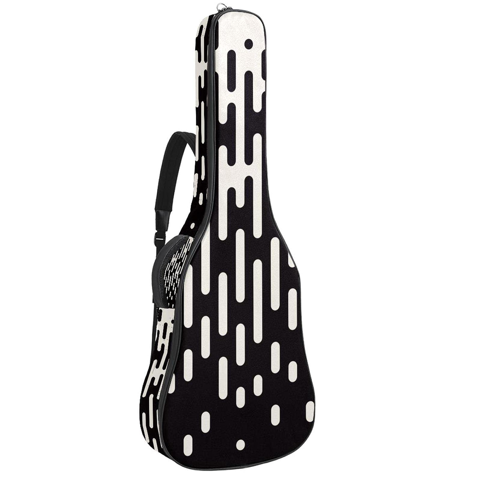 Tasche für Akustikgitarre mit mehreren Taschen Dicke Polsterung Wasserdichter Gitarrenkoffer Gig Bag 108,9 x 42,9 x 11,9 cm (Schwarzweißes unregelmäßiges Muster)