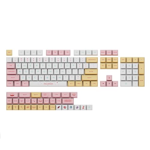 Mllepjdh 125 Tasten Mechanische Tastatur Makaron Candy Tastenkappe XDA Höhentastenkappe Englisch PBT Tastenkappen ForMX Schalter 140 Tasten Tastenkappen Set