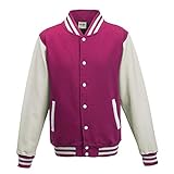 Just Hoods - Unisex College Jacke 'Varsity Jacket' BITTE DIE JH043 BESTELLEN! Gr. - XL - Hot Pink/White