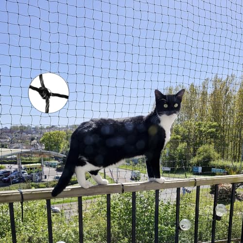 Katzennetz, Balkonnetz für Katzen, für Balkon und Fenster, Schwarz 6x3m