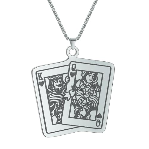 Belachick Charme Halskette Ketten Schmuck Herren Frauen Anhänger Necklace Spielkarte Anhänger Halskette Herren Punk Halskette S