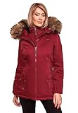 MARIKOO Designer Damen Winter Jacke Parka Mantel Teddyfell warm gefüttert B825 [B825-Sanak-Blood-Red-Gr.L]