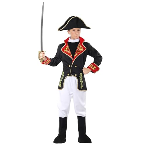 Widmann 02917 Kinderkostüm Napoleon, Jungen, Schwarz/Weiß, 140 cm