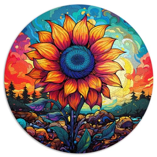 Puzzles Geschenk Sonnenaufgang Sonnenblume Puzzles für Erwachsene 1000 Teile 26,5x26,5 Zoll Lustige Puzzles Spiele Familienaktivität Puzzles Lernspiele