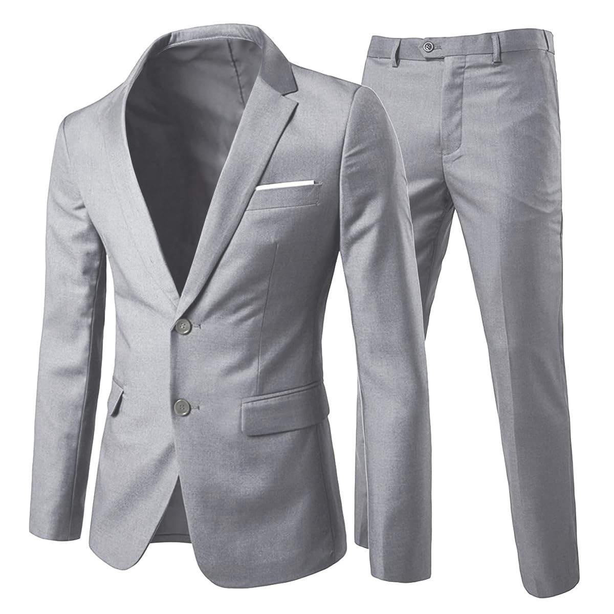 Allthemen Anzug Herren 3 Teilig Herrenanzug Slim Fit 2 Knopf Hochzeitanzug Anzüge Sakko für Business Hellgrau L