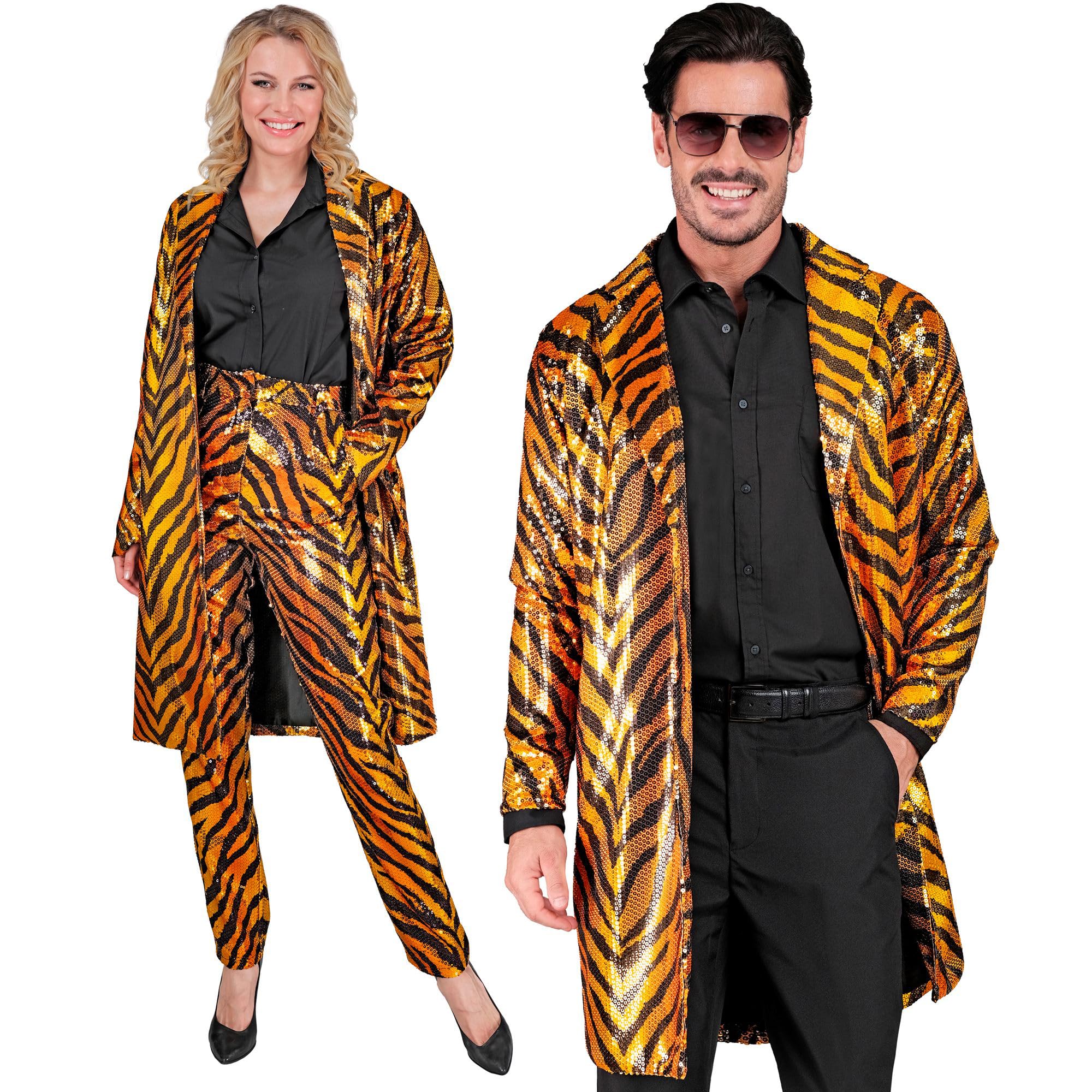 W WIDMANN MILANO Party Fashion - Party Fashion Pailletten Mantel, Party Outfit, Jacke, Disco Fever, Animal Print, Festival, Faschingskostüme