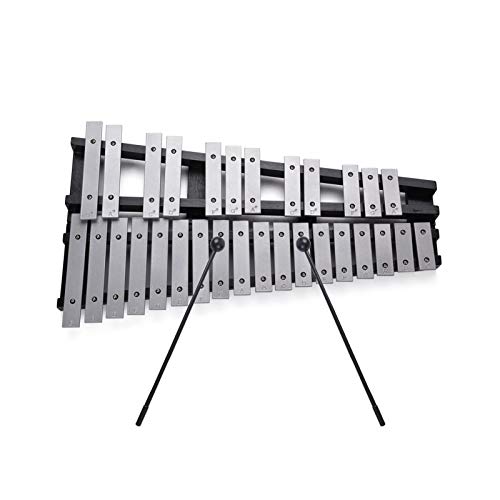 Btuty Glockenspiel Xylophon mit Holzrahmen, faltbar, aus Aluminium, mit Tragetasche