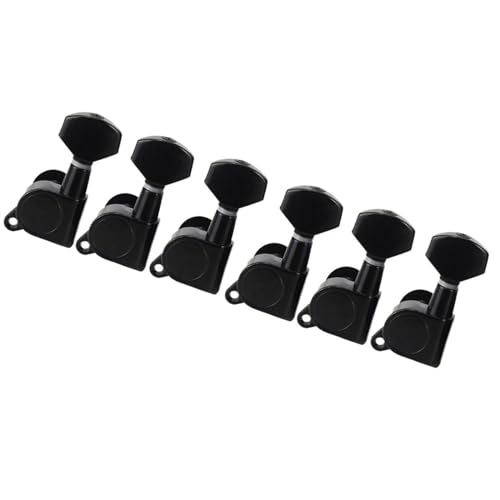 Strings Tuning Pegs Mechaniken Für Gitarre 6er-Pack Gitarrenkopf-Stimmschlüssel, Stimmschlüsselstifte 6R oder 6L, kleine Knöpfe für E-Gitarre (Color : Black 6L)