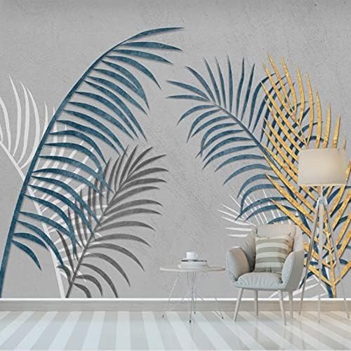 XLMING Simple Lines Tropical Leaf Blattgold 3D Tapete Wohnzimmer Sofa Schlafzimmer Esszimmer Home Dekoration Wand-300cm×210cm