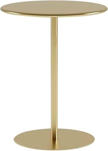 Metall-Cocktail-Bistro, Innen-/Außen-Restaurant, Pub-Endseite, runde Sofa-Kaffeemaschine für Wohnzimmer, Balkon, Terrasse (Größe: Durchmesser 48 cm x H 72 cm, Gold, Durchmesser 60 cm x H 72