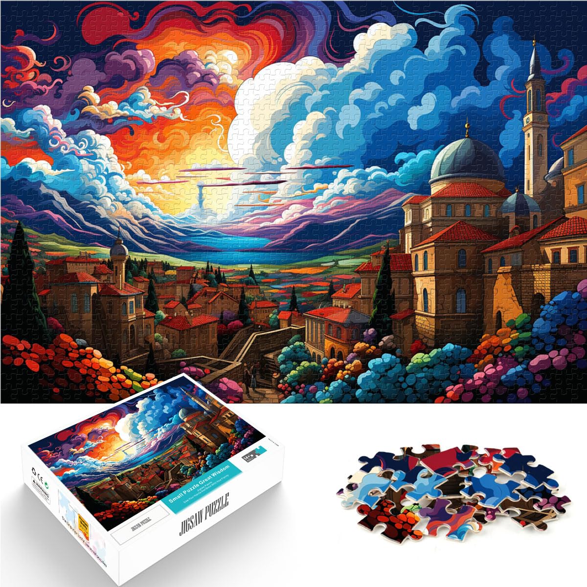 Puzzle, psychedelische Farbkunst, Puzzle 1000 Teile für Erwachsene, Holzpuzzle, ganze Familie, 1000 Teile (50 x 75 cm)