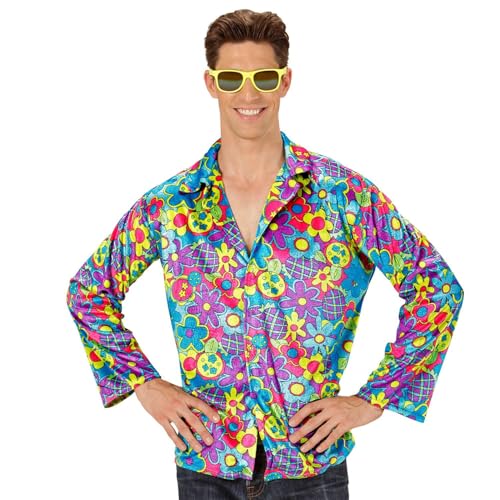 Widmann - Kostüm Hippie Flower Shirt, Flower Power, Blumen, Peace, Karneval, Mottoparty