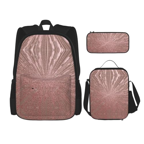 WURTON Lunchbox, Federmäppchen, Rucksack-Set, 3-teilig, verstellbare Riemen, langlebig, leicht, Schwarz, One Size