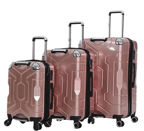 Habrur Rollkoffer Koffer Trolley 3-teiliges Gepäckset, Großraumkoffer, Handgepäck, TSA-Zollkoffer Koffer Gepäck Reisekoffer (Color : Pink, Size : 20+24+28in)