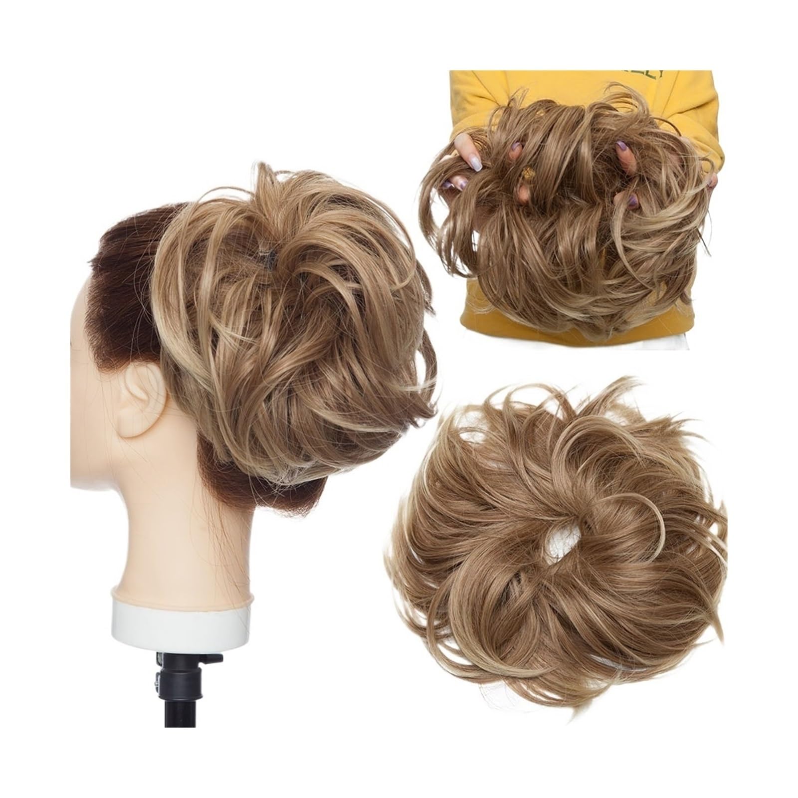 Haarteil Synthetischer, zerzauster Haarknoten, Chignon-Haar, elastisches Band, Messy Bun-Haarteil, kurze Pferdeschwanz-Haarverlängerung for Frauen Haarverlängerung(1844)