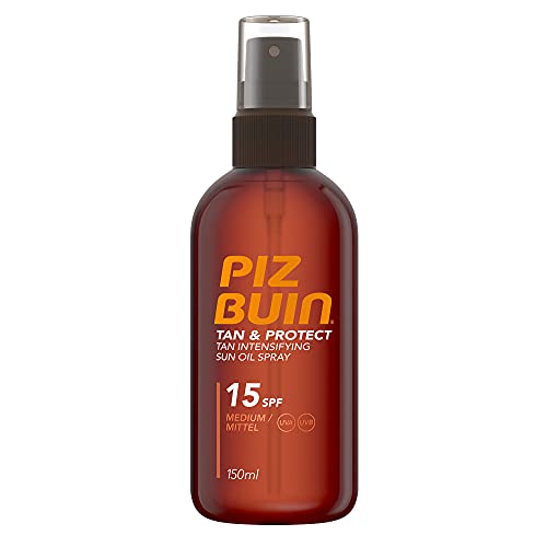 Piz Buin Tan & Protect Tan Accelerating Oil Spray, Bräunungsintensivierendes Öl-Spray, LSF 15, 3 x 150 ml