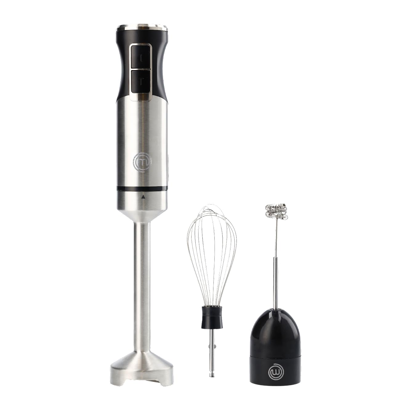 MasterChef Stabmixer Edelstahl 3 in 1, Pürierstab mit Elektrische Schneebesen & Hand Milchaufschäumer, Hand Blender mit 2 Geschwindigkeitsstufen, Zauberstab Küchengerät, Spülmaschinenfest, 400w