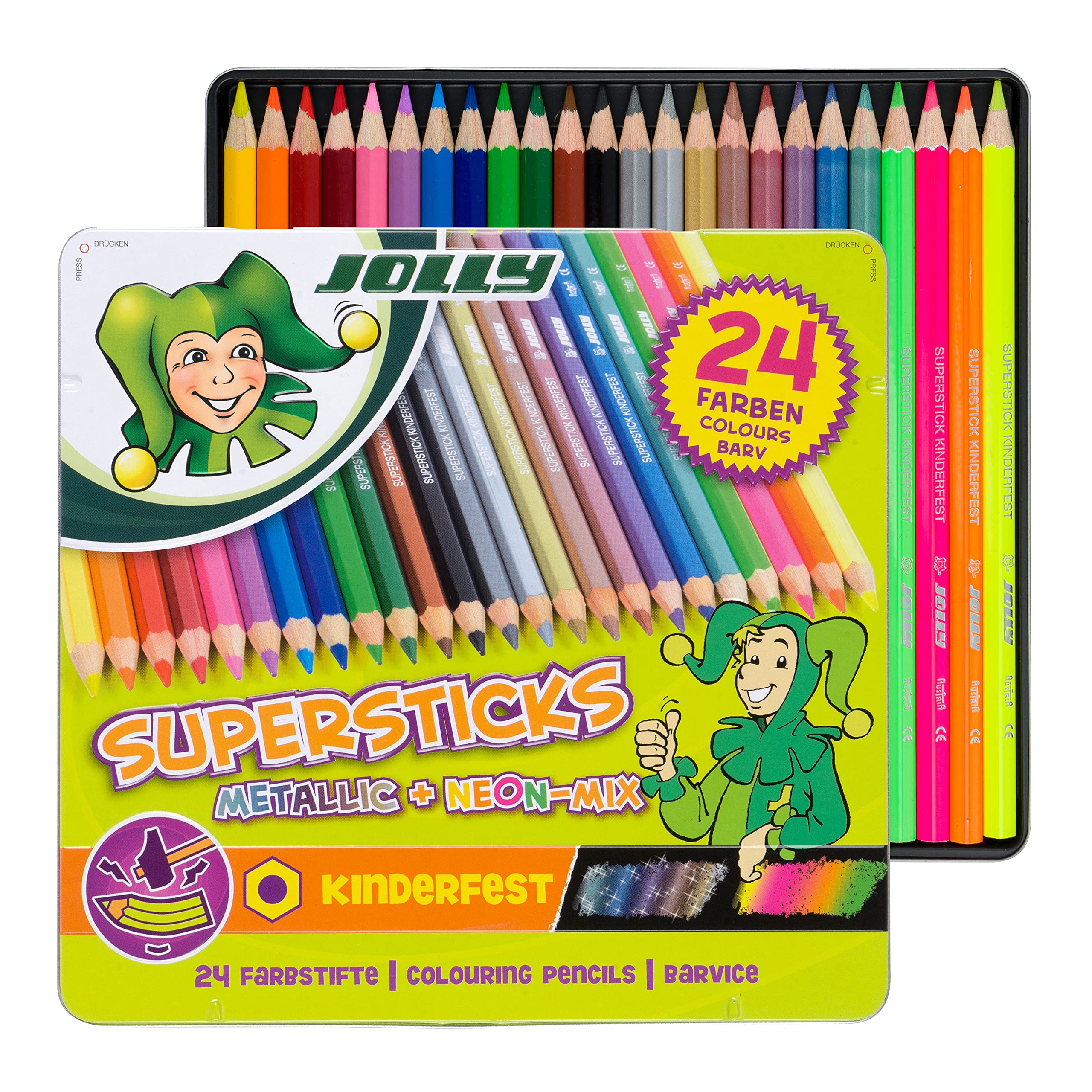 JOLLY Buntstift Superstick kinderfest METALLICMIX, 24er-Metalletui