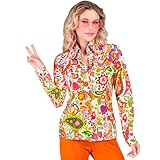 WIDMANN MILANO PARTY FASHION - 60er Jahre Bluse für Damen, Hippie, Reggae, Flower Power, Disco Fever, Schlagermove