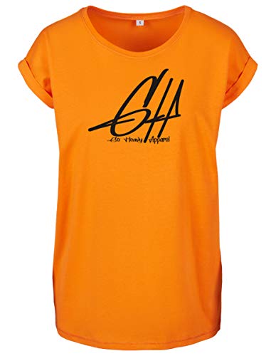 GO HEAVY Oversize Frauen Fitness Wor-Out T-Shirt | Kurzarm Yoga Gym Sportshirt | Aufdruck Graphic | Orange S