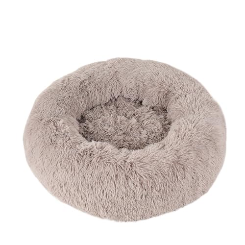 UVDS Katzenbett Haus Donut Rundes Sofa Zubehör Winter Haustierzubehör Warme Produkte Kissen Korb Kätzchen Matte for Katzenhundebetten (Color : Brown, Size : 60cm)