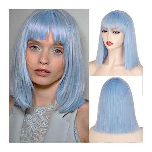 Perücken Kurze Bob-Perücke mit Pony Synthetische gerade Bob-Perücke for Frauen, natürlich aussehende bunte kurze Bob-Perücke Hitzebeständige Perücken for tägliche Party-Cosplay Damenperücke (Color :