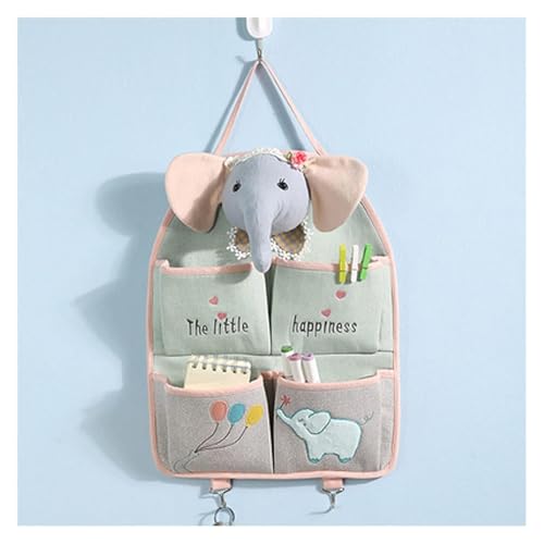 BFVAKBKYT Hängende Lagerung über der Tür, Wandbehang-Aufbewahrungstasche, niedlicher Elefant, Wand-Organizer, Stoff, Wand-Aufbewahrungstasche(4 Pockets)