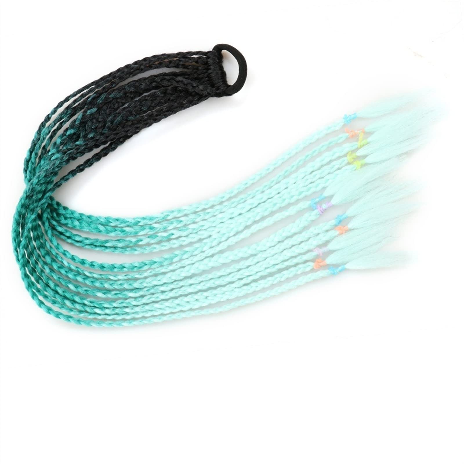 Pferdeschwanz Haarteil Synthetisches Gummiband Twist Braid Pferdeschwanz-Verlängerung, 60 cm bunte gemischte Braid-Haarteile for Mädchen Kinder, Kleidverschönerungsverzierung Pferdeschwanz Haarverläng