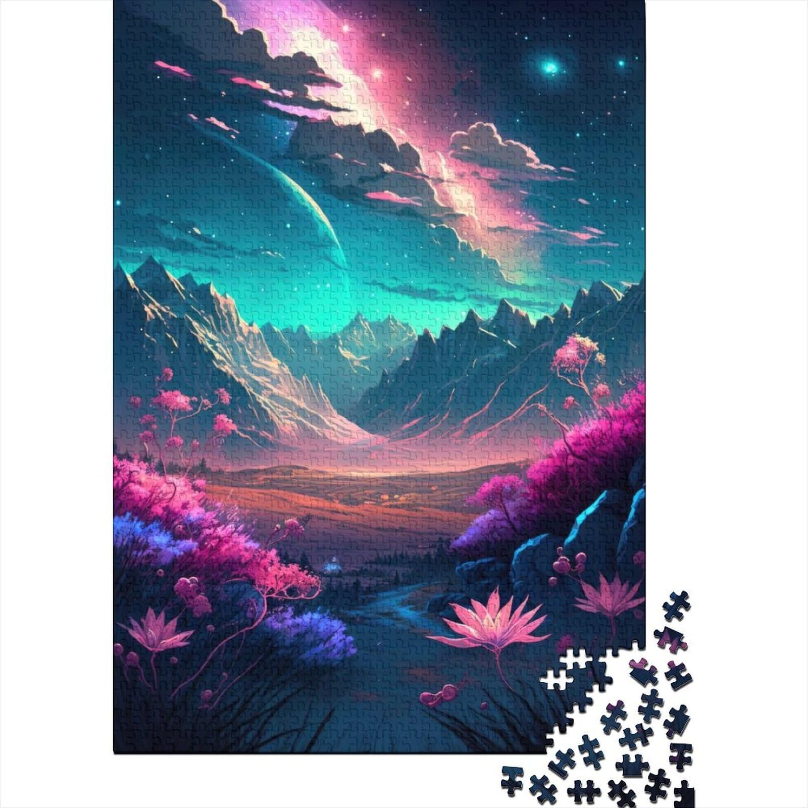 Majestätische Nacht Holzpuzzle Puzzle für Erwachsene Teenager Erwachsene 1000 Teile Puzzle Geschenke Holzpuzzle für Erwachsene Teenager 75x50cm