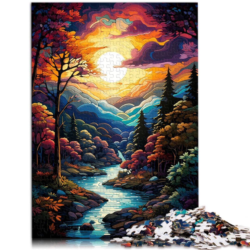 Puzzlespiel Bezaubernde farbenfrohe Landschaft Kunstpuzzle für Erwachsene 1000 Teile Holzpuzzle zum Stressabbau Schwierige Herausforderung 1000 Teile (50 x 75 cm)