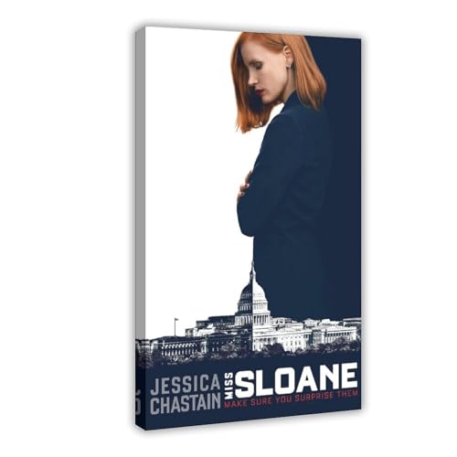 biegzc Filmposter, Motiv: Miss Sloane (2016), Leinwand, Schlafzimmer, Dekoration, Landschaft, Büro, Raumdekoration, Geschenk, 40 x 60 cm