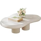 Gvqng Modern Wolken-Couchtisch, Einzigartiges Wohnzimmer Kurzer Couchtisch, Kleiner Mitteltisch, Stilvolle unregelmäßige Form, Kleines Zuhause Dekor-Set, 3 Beine,Weiß,100 * 69 * 30cm