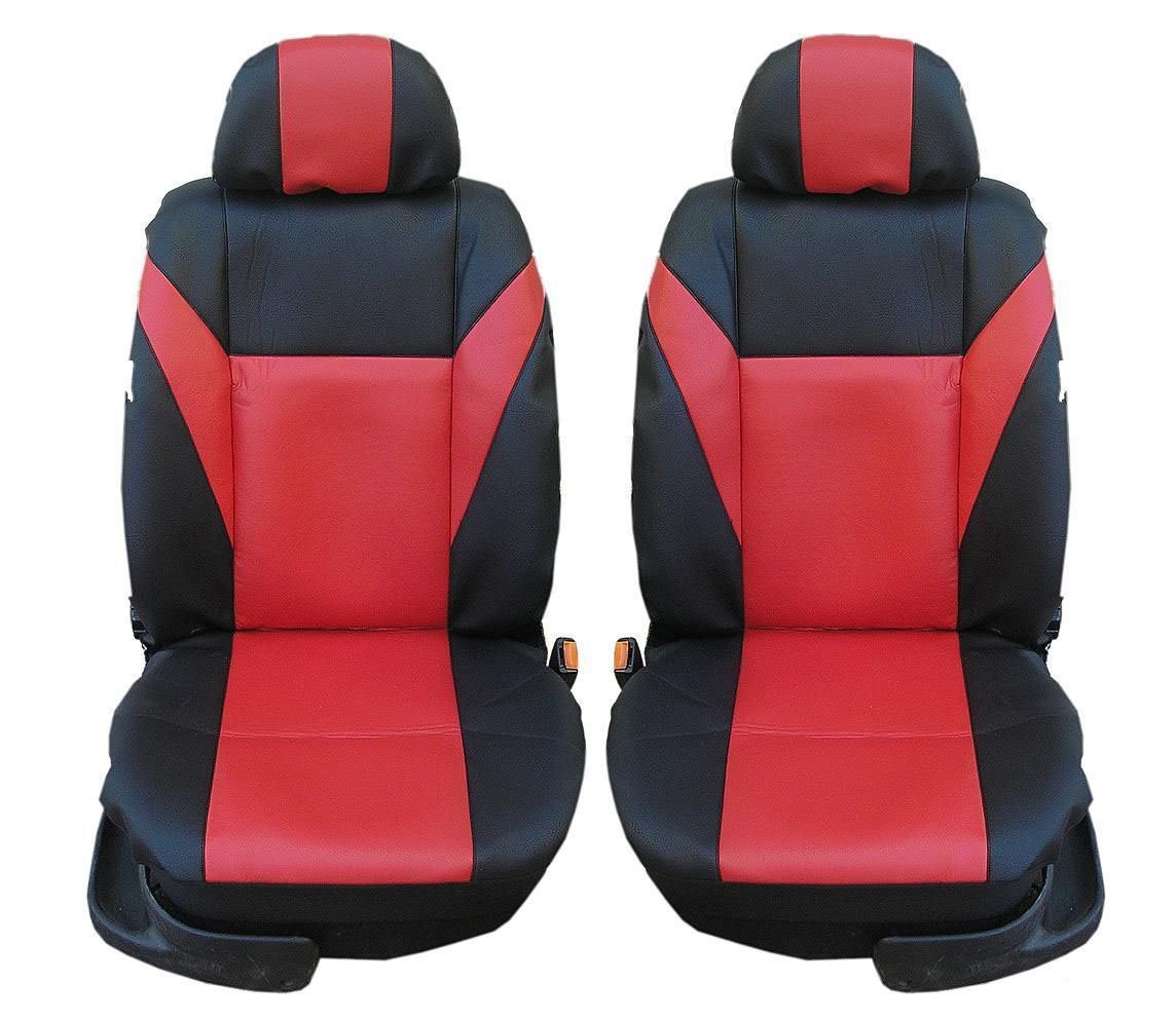 2X vordere Auto Sitzbezug 1+1 Vorne Sitzbezüge Schonbezüge Set Fahrerseite + Beifahrerseite Schonbezug Schwarz/Rot Kunstleder Neu OVP Hochwertig Auto PKW Tierschutz mit ABE Prüfung