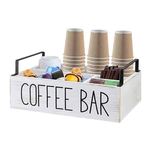 Kaffeestations-Organizer – Holz-Kaffeebar-Aufbewahrung, Kaffeebar-Gewürz-Organizer, Kaffee-Station, wiederverwendbarer Kaffee- , tragbarer Kaffeebar-Ständer für die Küche