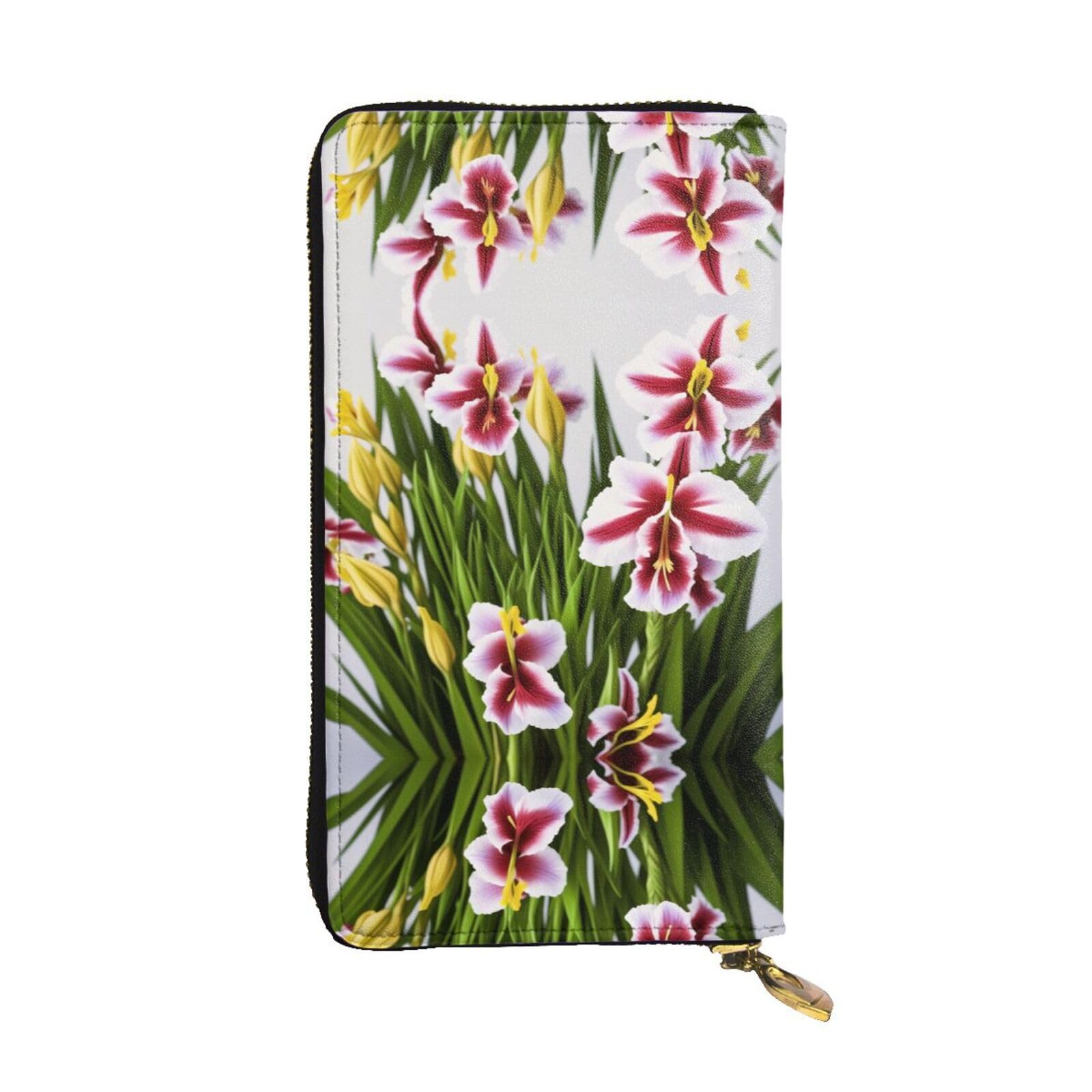 Miniks Hyacinth Damen-Geldbörse, Leder, lange Geldbörse, Reisegeldbörse, Kreditkartenetui mit Reißverschluss, Gladiolus, Einheitsgröße