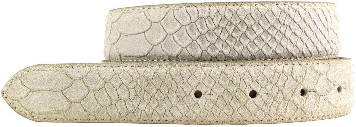 BELTINGER Gürtel mit Pythonprägung ohne Schnalle 3 cm | Leder-Gürtel für Damen Herren 30mm Schlangen-Optik | Schlangen-Muster | Mist 95cm