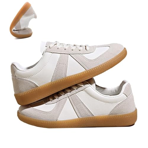 OTEB Damen-Sportschuhe, lässige Zero-Drop-Sportschuhe, lässige Sneakers mit Flacher Sohle, leichte und Bequeme Wanderschuhe(White Gray,39 EU)