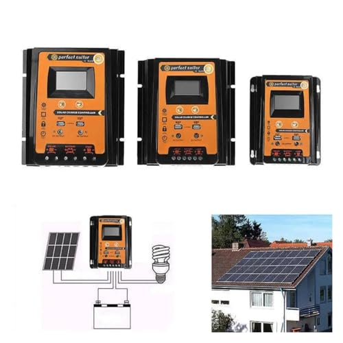 Solarregler, Solar Laderegler 10A 20A 30A 50A 70A PWM Controller LCD Display Dual USB Ausgang Solar Panel Ladegerät Regler ausrüstung(01 50A)