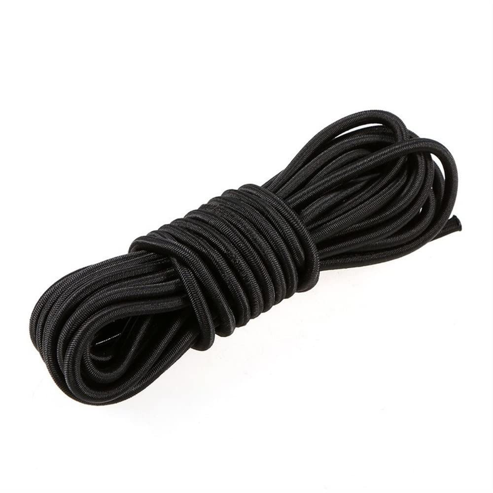 BFVAKBKYT Kajak Paddel Leine, 5 Meter 4mm / 5mm Kajak Boot Elastische Bungee-Seil Seil Leine Paddel Leine Elastische Sicherheit Bungee-Seil Stange for Kajak Boot Caravans Kajak Paddel(Black,4mm)