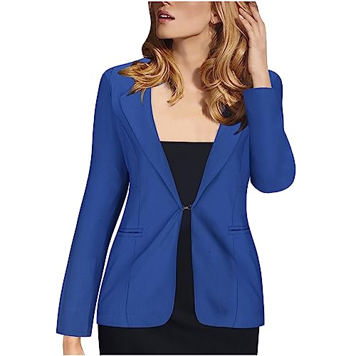 Blazer Damen Elegant Anzug Hahnentritt Longblazer Casual Offene Front Cardigan Langarm Arbeit Büro Jacket Revers Karierte Mäntel Sakko Freizeit Business Blazer Jacke mit Taschen und Knöpfe