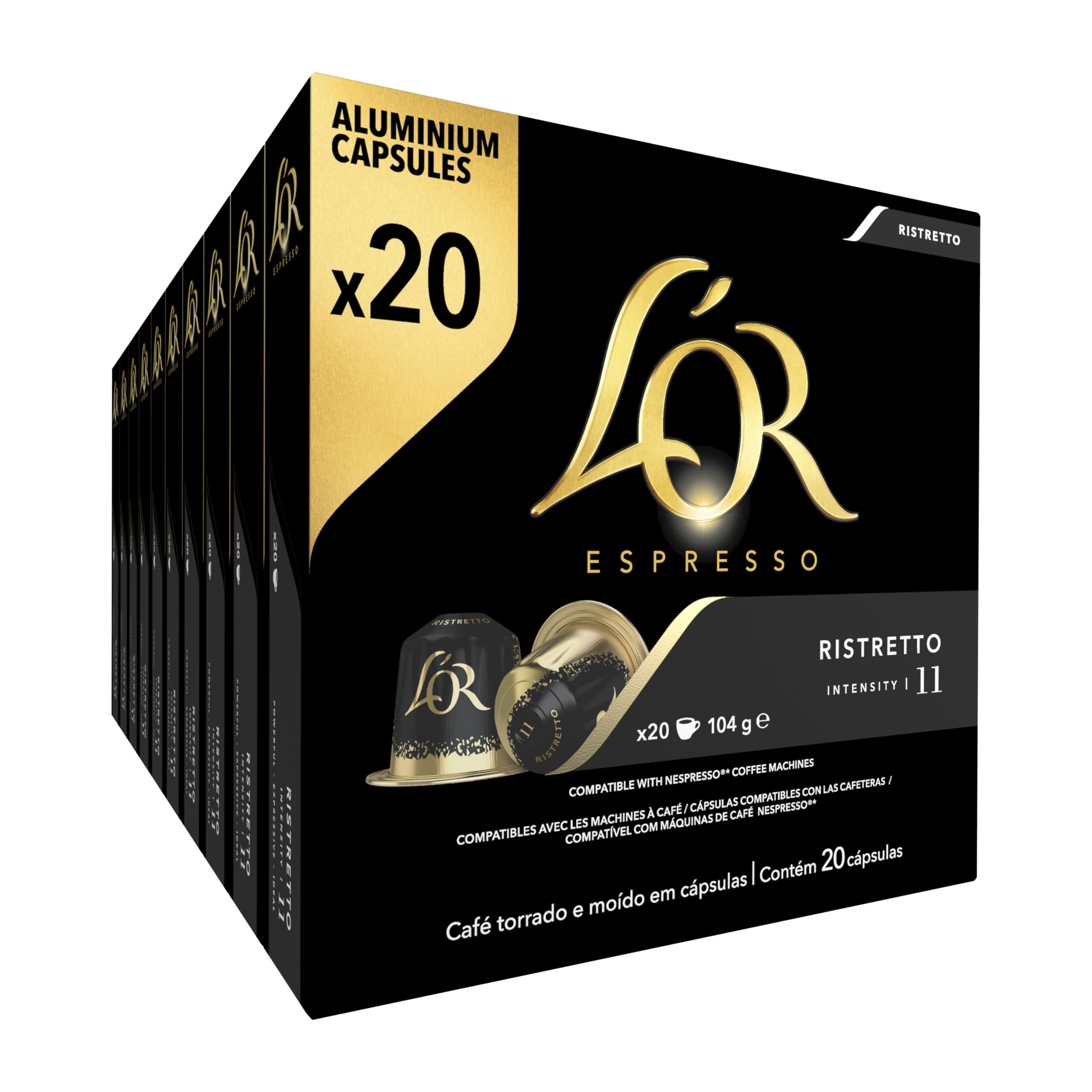 L'OR Espresso-Ristretto-Kaffeetassen, 10 x 20 Tassen (1040 g)