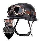 Halbschalenhelm mit DOT/ECE Motorradhelm Motorrad Halbhelme Open Face Helm Jethelm Rollerhelm Motorrad-Halb offener Helm Mopedhelm Cruiser Chopper Helm