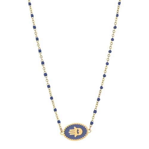 Retro Halskette Ketten Schmuck Herren Frauen Anhänger Necklace Liebevolle Amulett-Hand-Anhänger-Halskette, Halsketten Für Damen, Blau