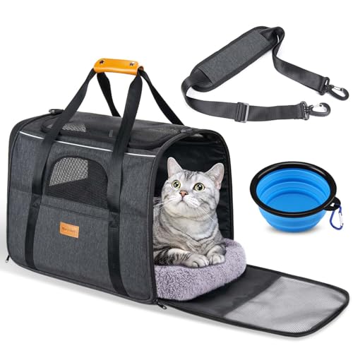 morpilot Faltbare Hundetragetasche Katzentragetasche, Haustiertragetasche, Transporttasche Transportbox Oxford Gewebe （Gratis Faltnapf als Geschenk für Hunden oder Katzen）