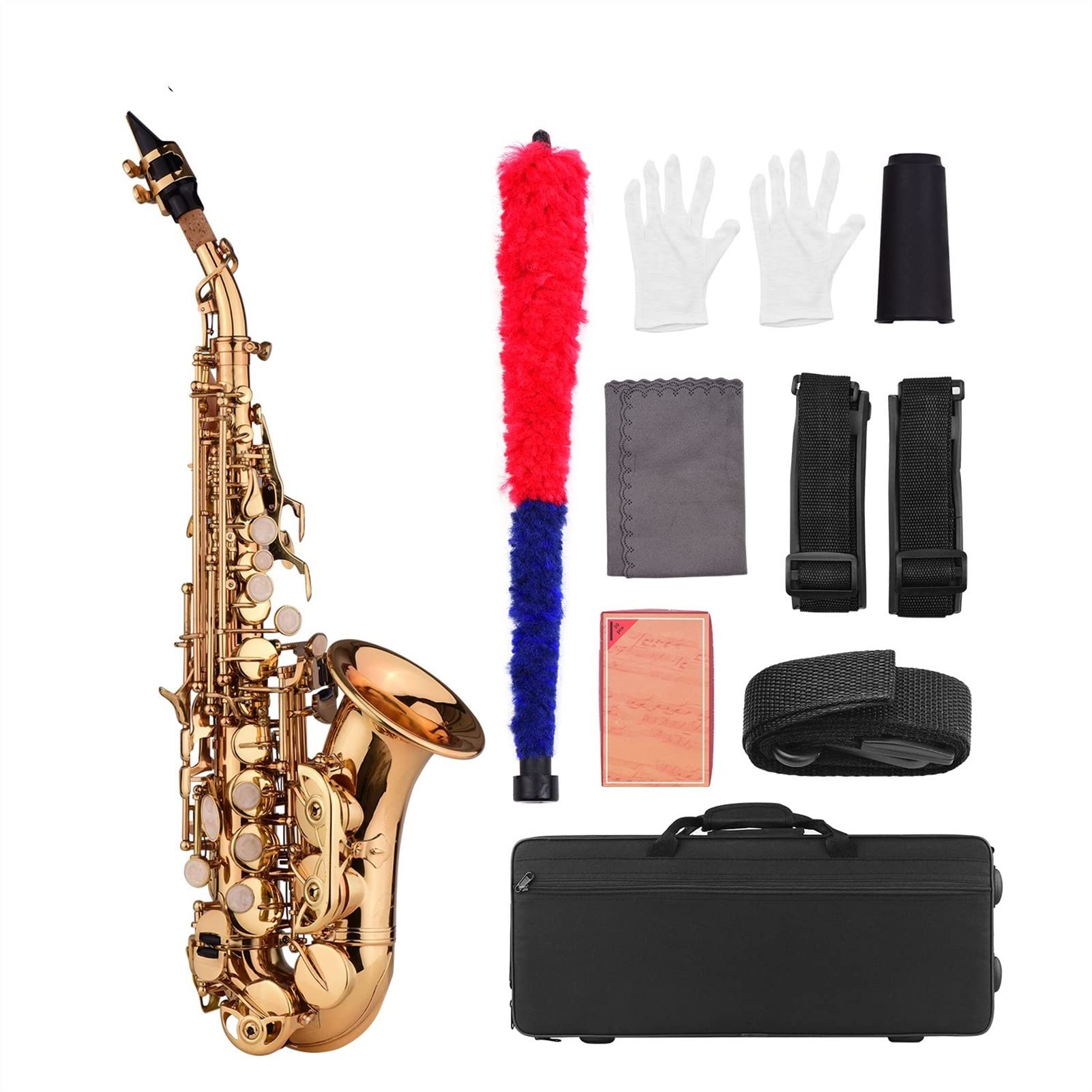 Mini Bb Sopran-Saxophon-Saxo- Messingmaterial Holzwind- Instrument mit den Gehäusehandschuhen Reinigungstuch Pinsel-Schilf-Saxo-Strap