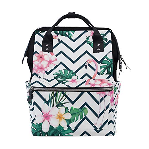 WowPrint Wickeltasche Pink Flamingo Tropical Palm Windeltasche Große Kapazität Organizer Multifunktions Reise Rucksack für Babypflege